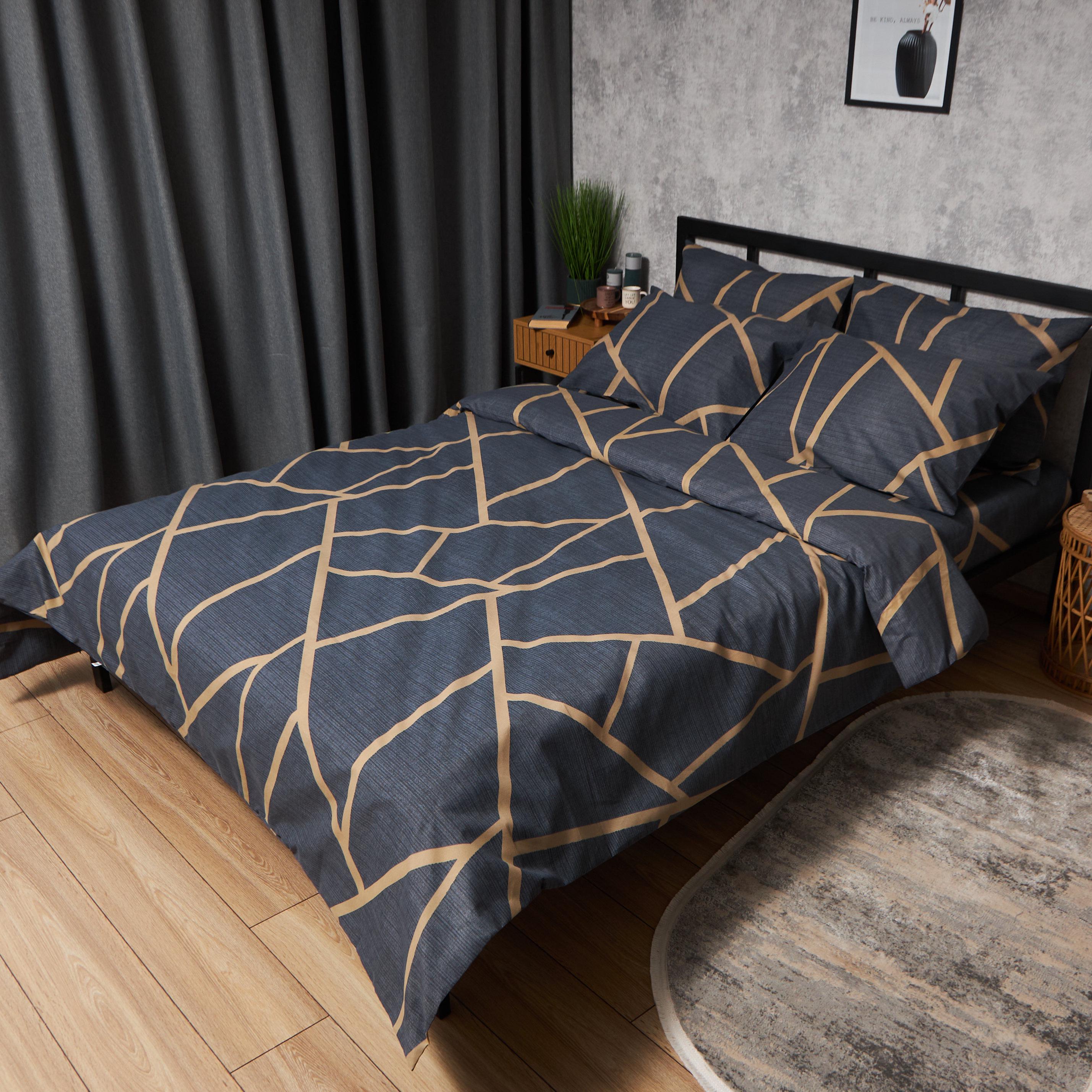 Комплект постельного белья Moon&Star микросатин Premium Deep Blue Luxe наволочка евро 2 шт. 200x220 см (MS-820009882)