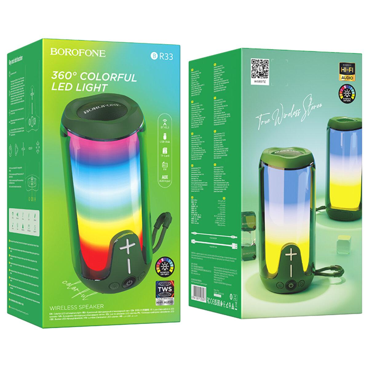 Портативная колонка Borofone BR33 Pulse color sports BT speaker 600 mAh Dark Green (19100344) - фото 2