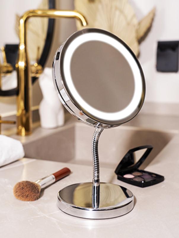 Зеркало для макияжа Adler AD 2159 с LED подсветкой с 3-кратным увеличением и регуляцией кута - фото 2