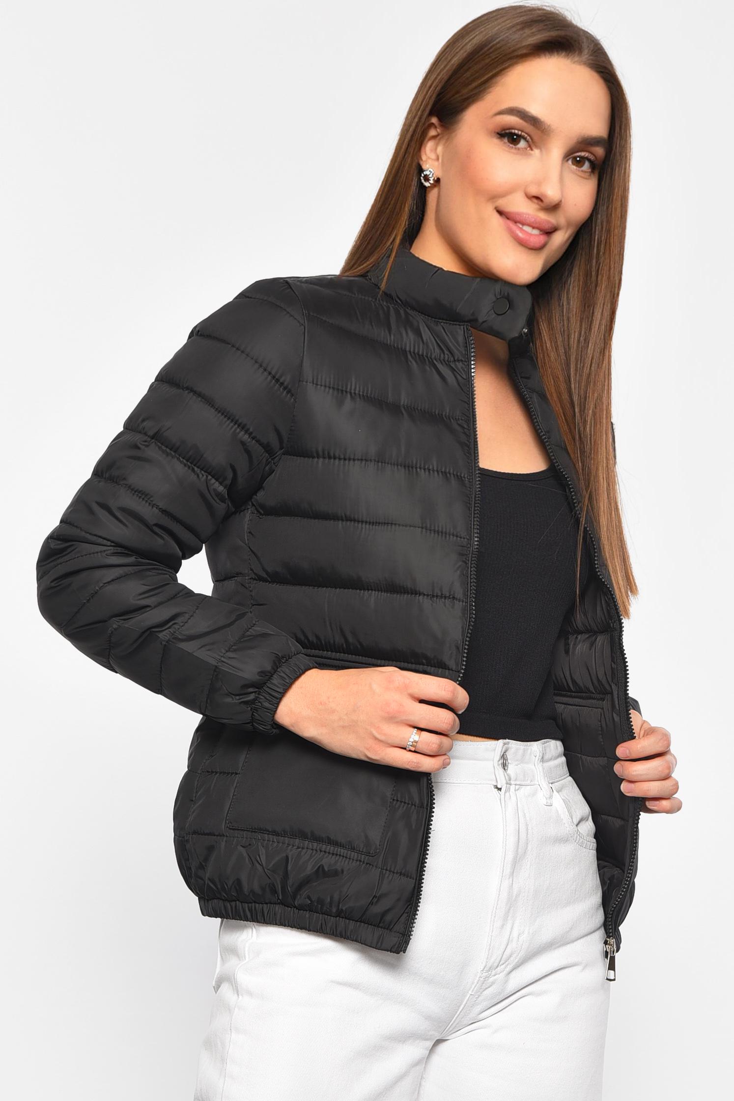 Куртка женская демисезонная однотонная L Черный (188939)
