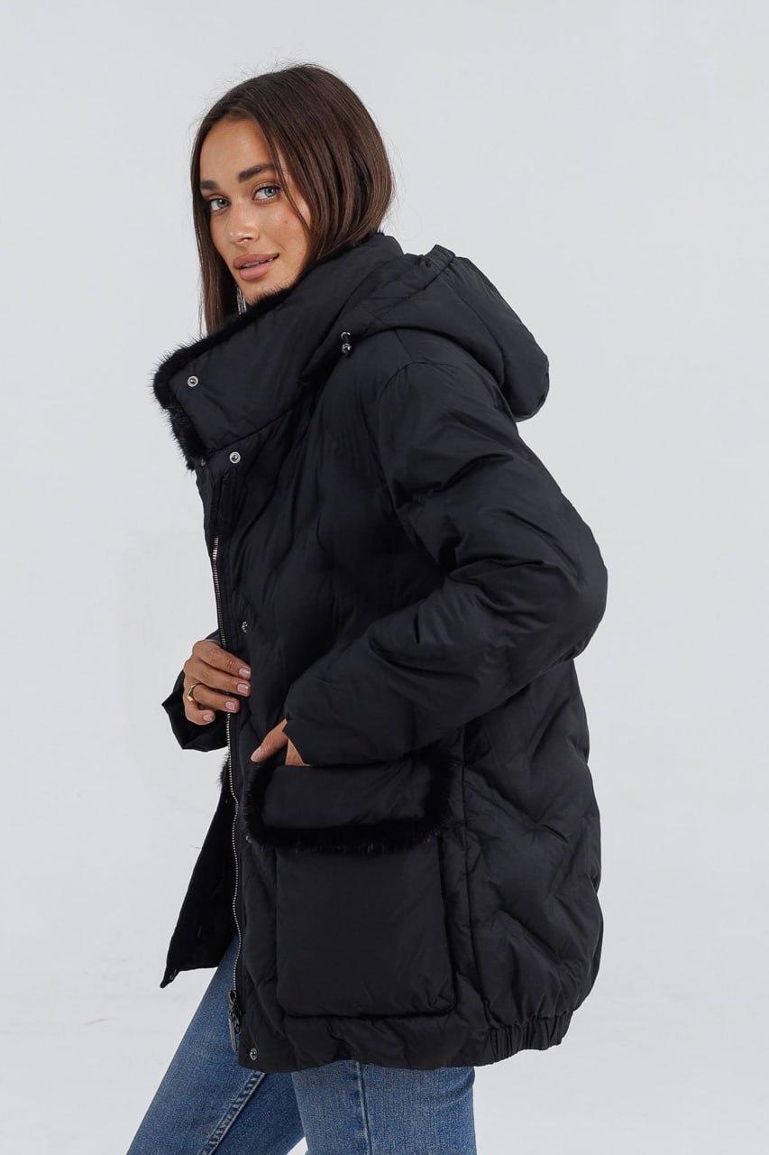 Куртка жіноча Автоледі з хутром р. 50 Чорний (6801d/50) - фото 5 Куртка жіноча Автоледі з хутром р. 50 Чорний (6801d/50) - фото 5