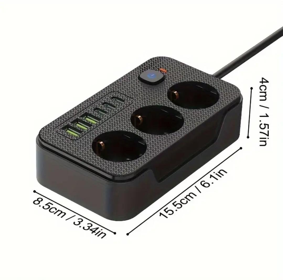 Подовжувач на 3 розетки 220-240 В 6xUSB зарядний пристрій 2 м (2506136204) - фото 2