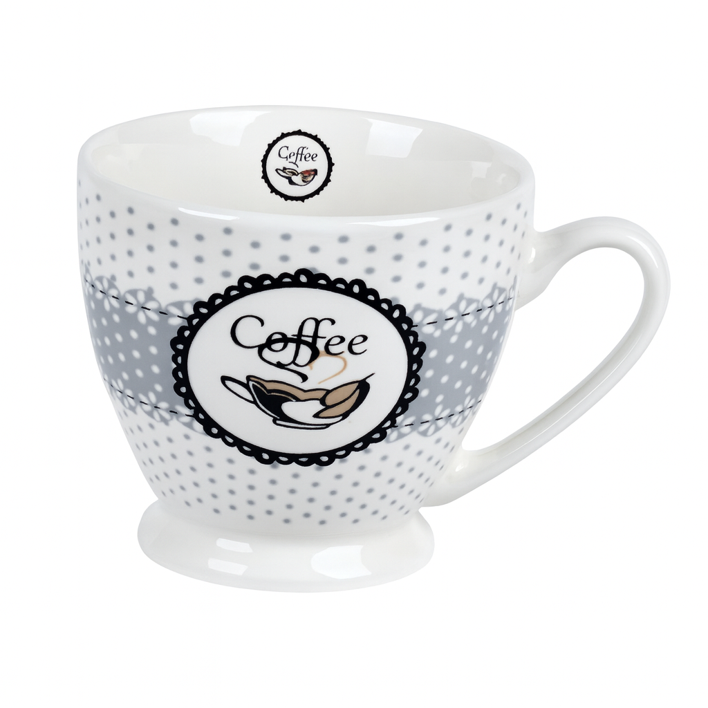 Чашка порцелянова Stenson Coffee time 460 мл Білий з блакитним (R99300)