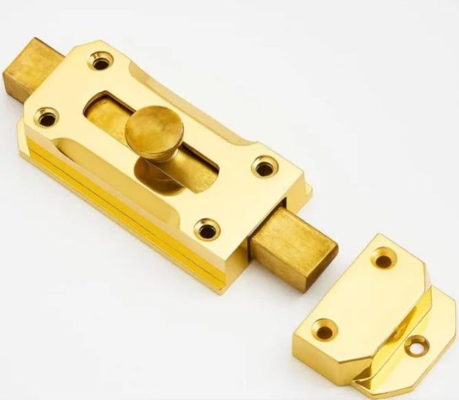 Шпінгалет накладна для дверей і вікон ХЗШП 100 мм Золотий (DZ1201)