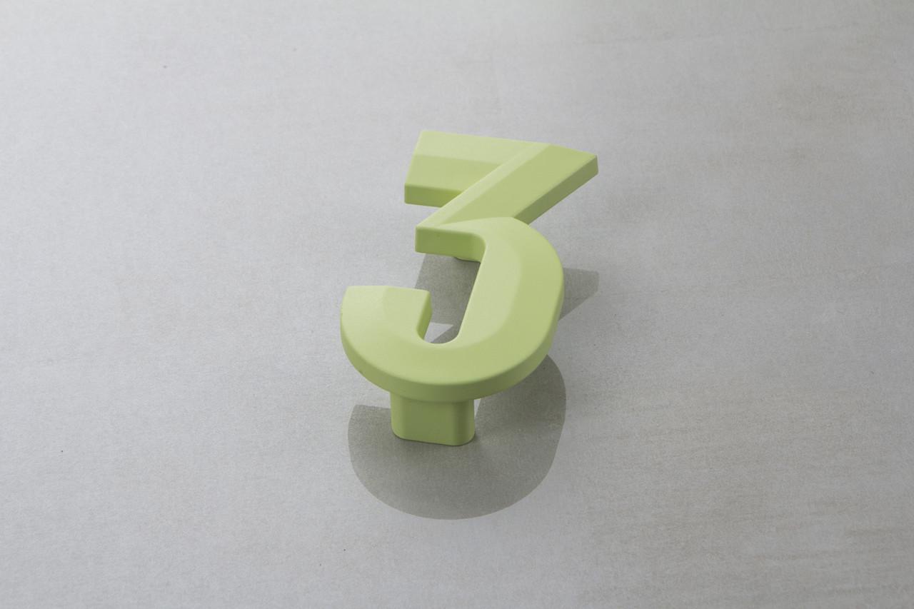 Меблева ручка Poliplast цифра трійка РП-3 Зелений світлий матовий (16234)