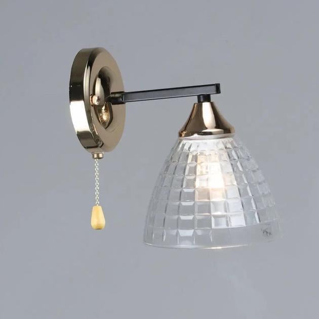 Бра настінне Valeso зі скляним плафоном одинарне Е27 IP20 B K2284/1W CH+BK Чорний/Хром (28689666)