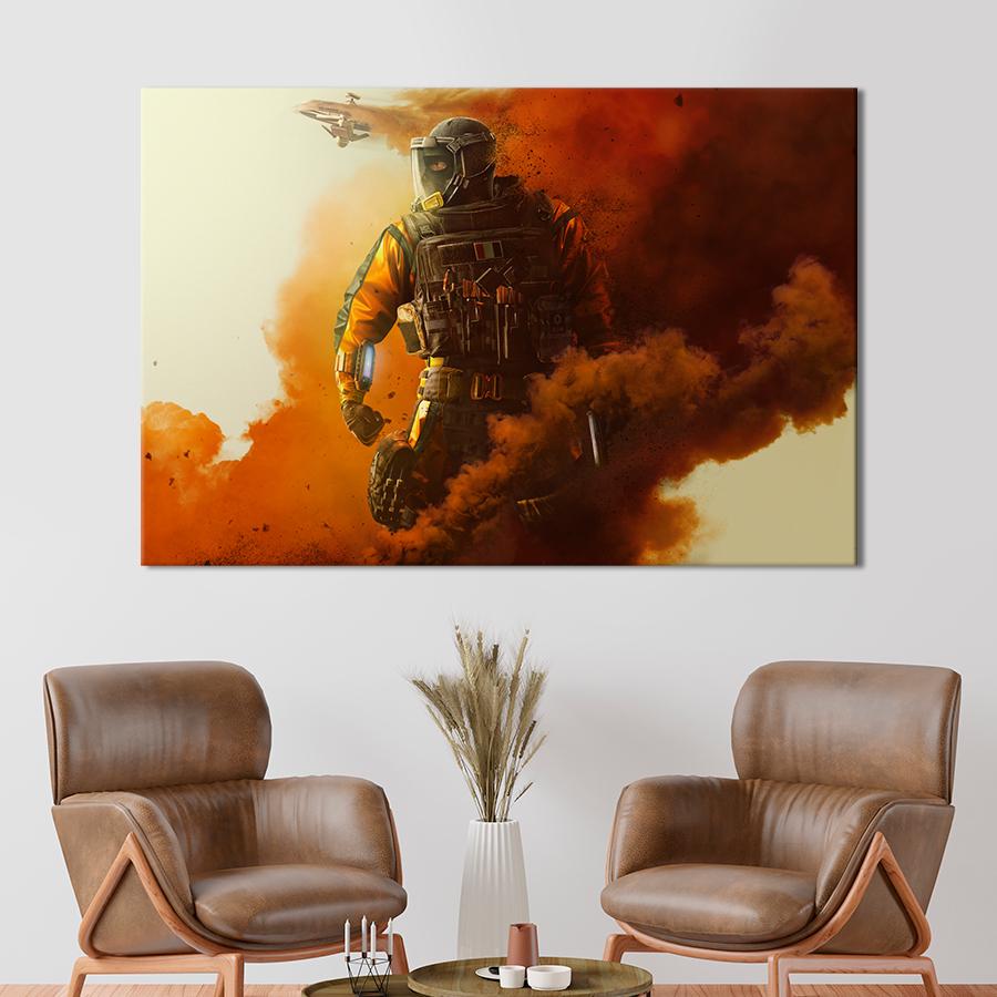 Настенний декор Оперативник в дыму Tom Clancy’s Rainbow Six Осада 120x80 см (A183-1)