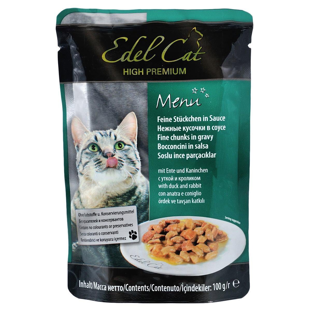 Корм влажный для кошек Edel Cat с уткой и кроликом в соусе100 г (1789920106)