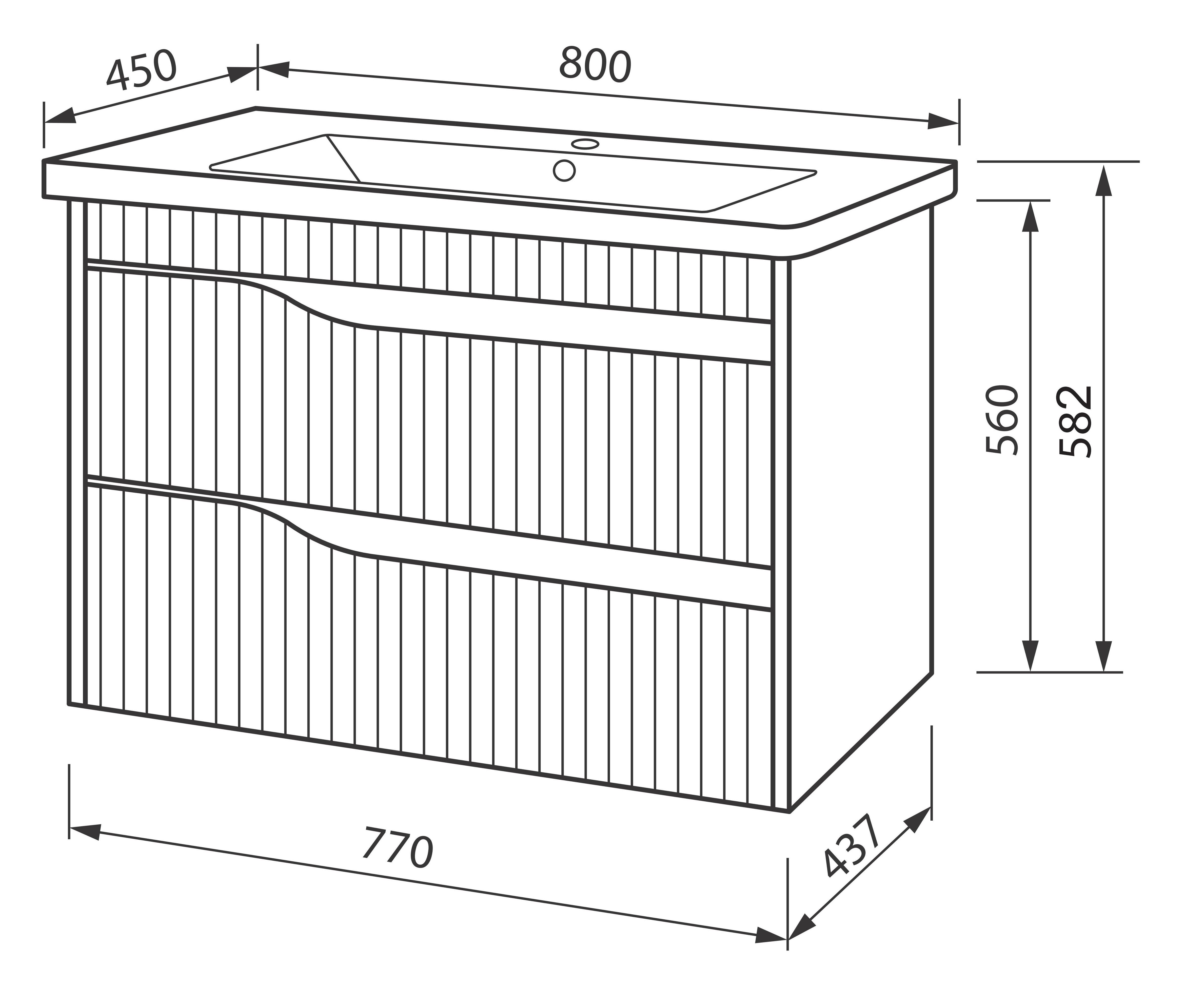 Тумба ЮВВИС Florence ТП-2 Д с умывальником Vesta 80 см Белый матовый (UVV086) - фото 3