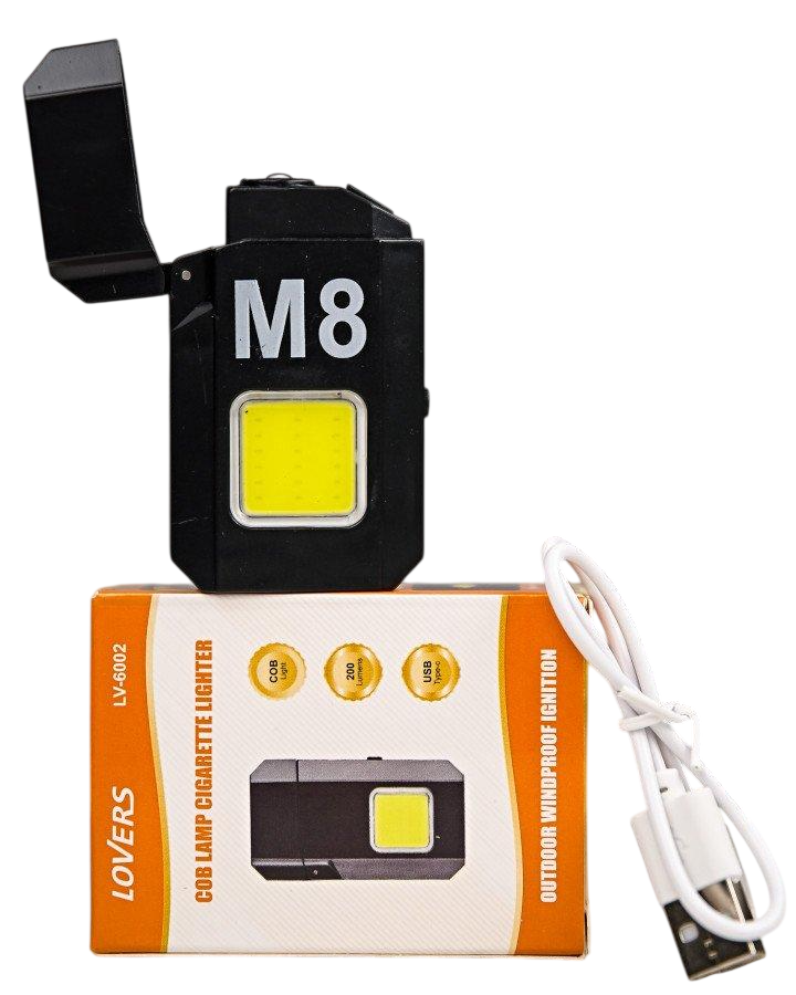 Зажигалка электроимпульсная Hoco M8 USB с фонариком (ПП8038)