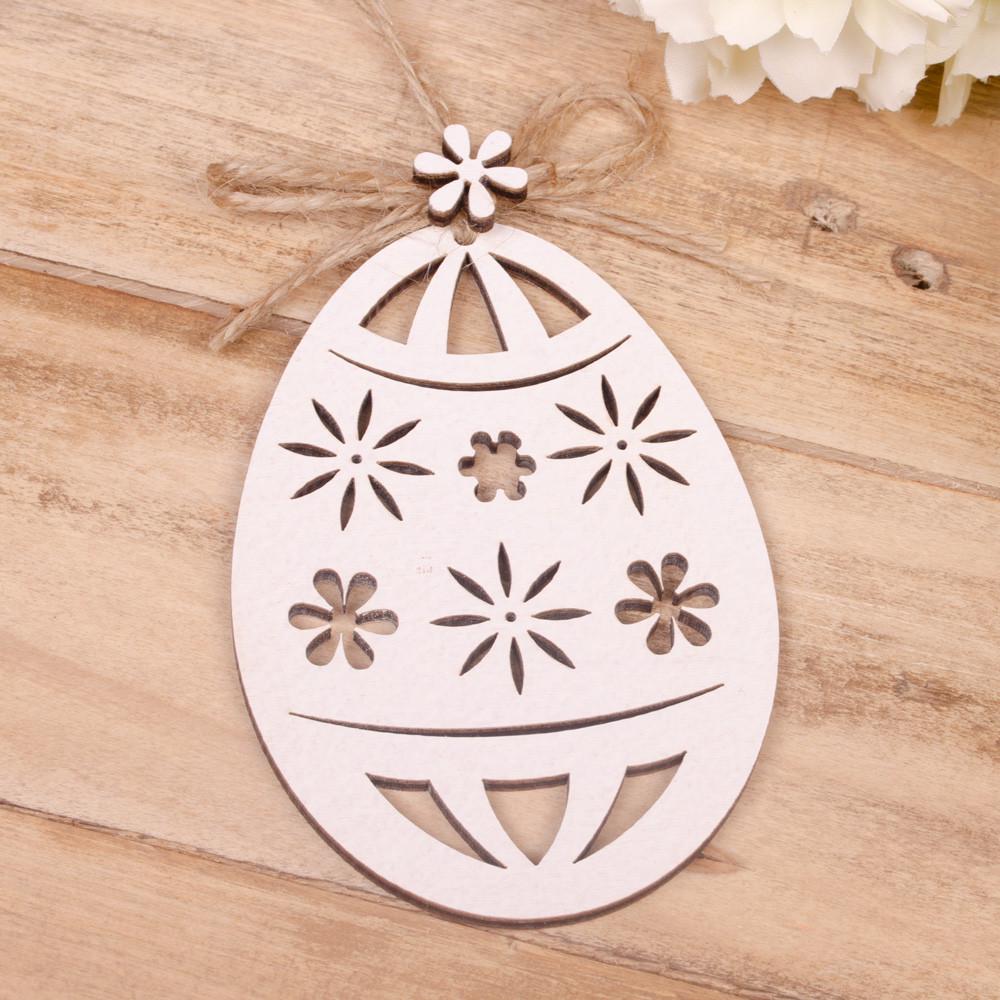 Подвеска Яйцо из дерева Белый (4444)