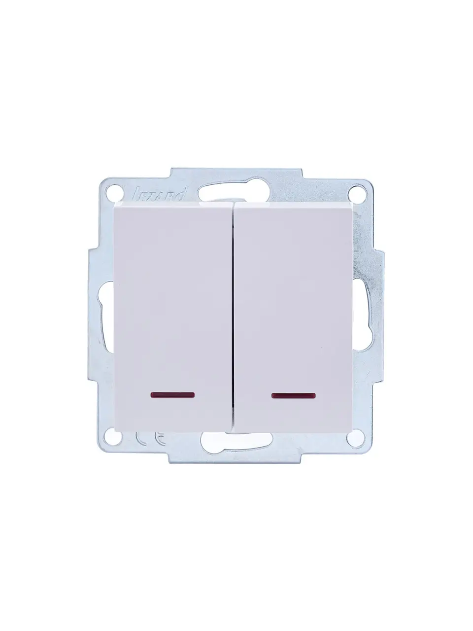 Выключатель Lezard Vesna 2-клавишный с подсветкой без рамки Белый (13249625)