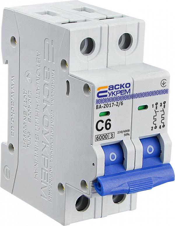 Автоматический выключатель АСКОУКРЕМ ВА-2017/С 2р 6 A (10305) - фото 2 Автоматический выключатель АСКОУКРЕМ ВА-2017/С 2р 6 A (10305) - фото 2