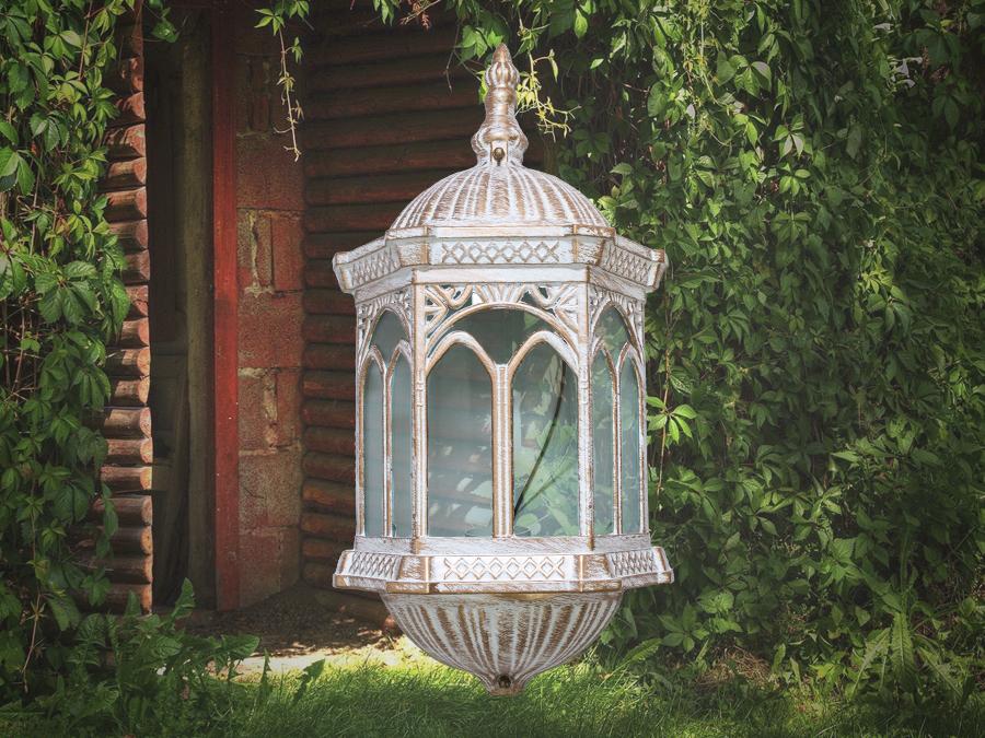 Садовый светильник настенный искусственно состаренный с цоколем Е27 (DJ018-M-WB WH)