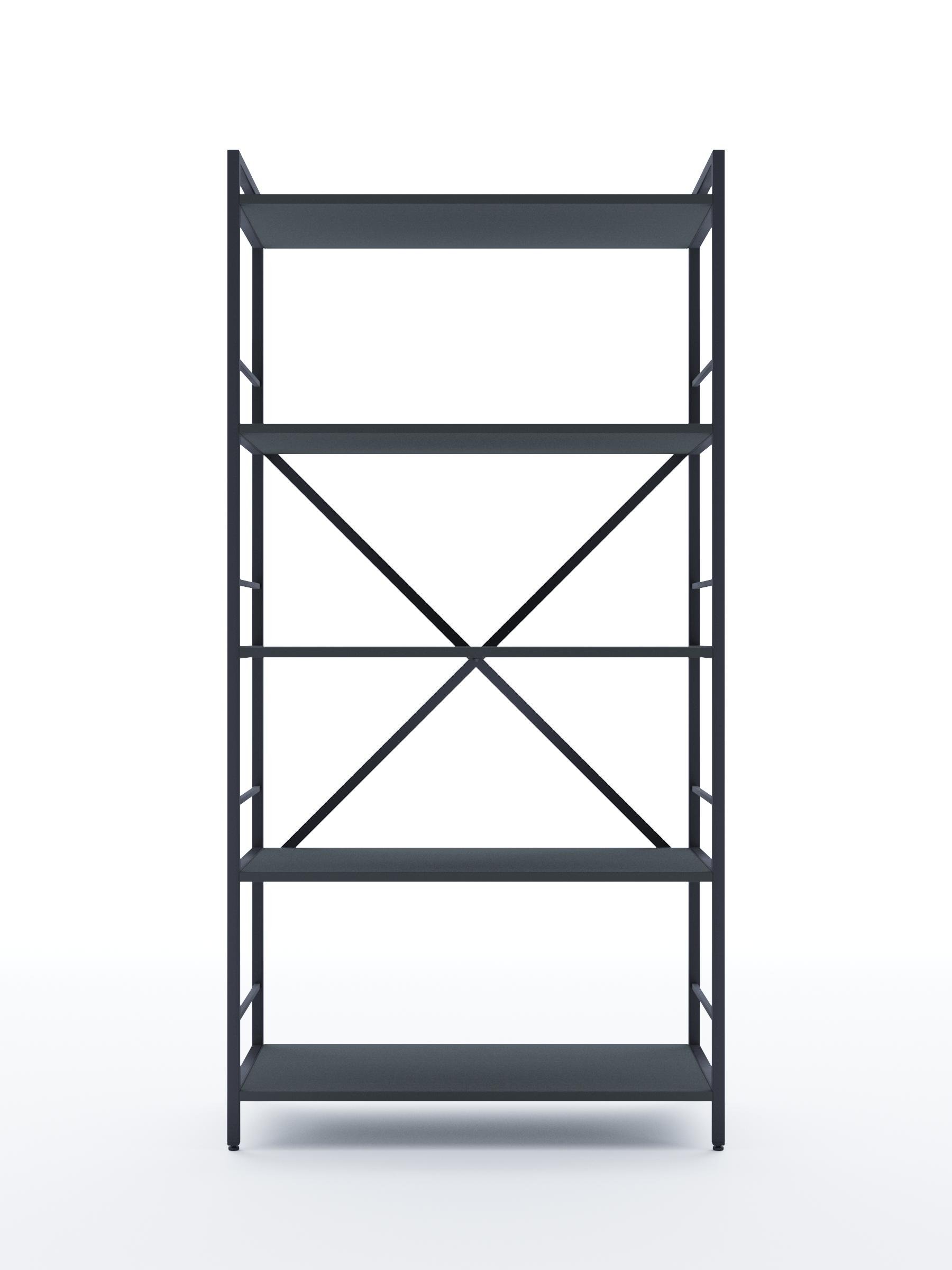 Стеллаж металлический Лофт 160х80х40 см 5 полок из ЛДСП Антрацит Стеллаж металлический Лофт 160х80х40 см 5 полок из ЛДСП Антрацит
