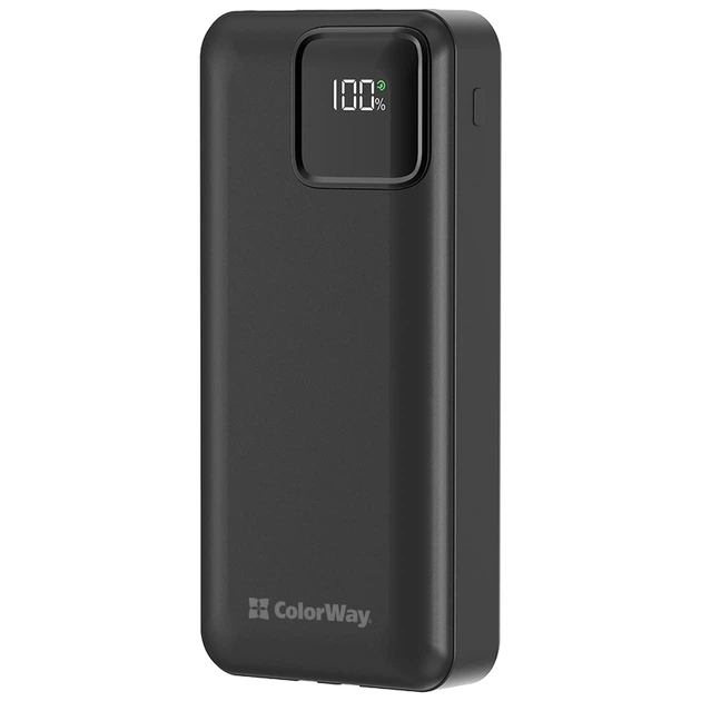 Повербанк ColorWay 20000 mAh 22,5 Вт 1xType-C PD3.0 / 1xUSB QC3.0 Black (MCT-CW-PB200LPB5BK-PDD)