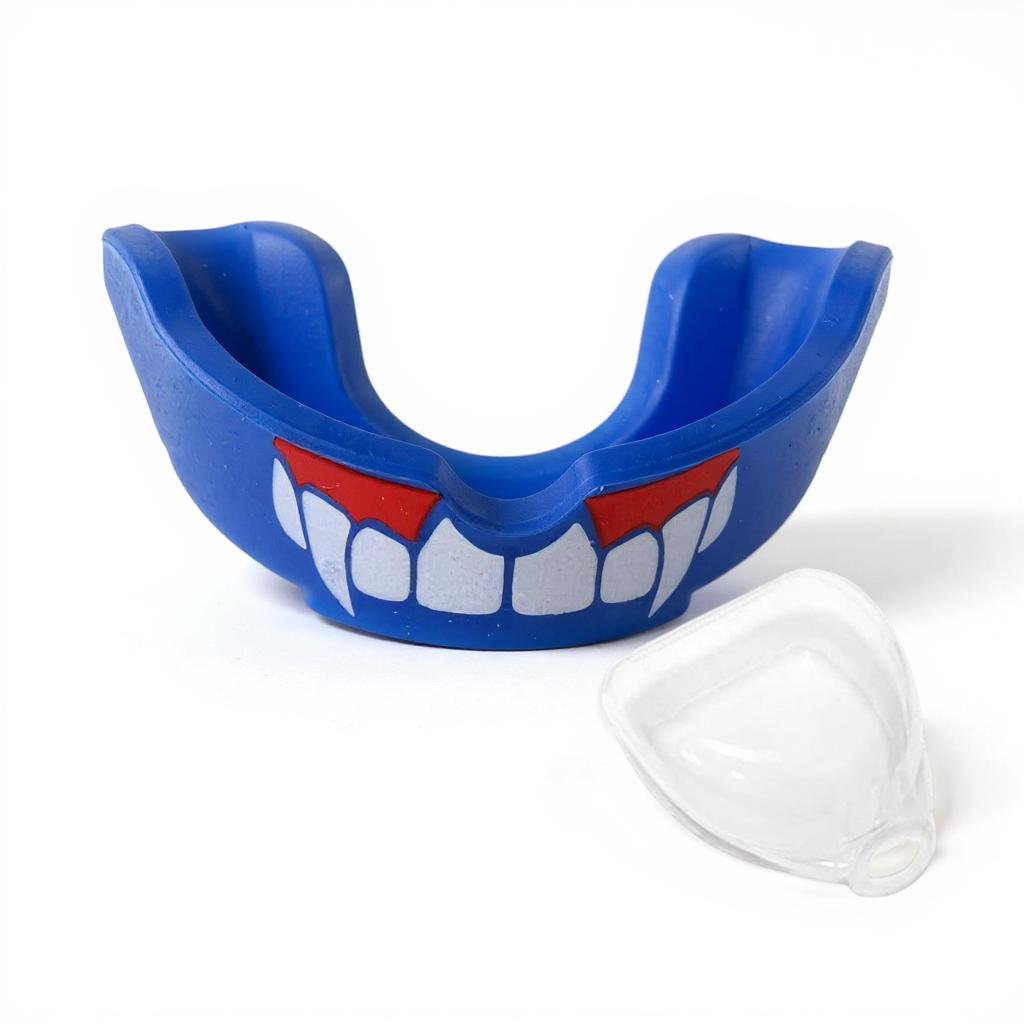 Капа для бокса GDragon ММА Вампир для взрослых защитная с клыками из термопластика Синий