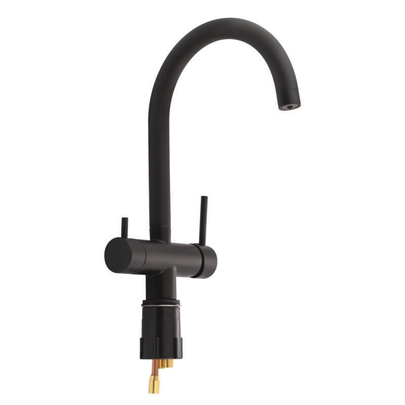 Смеситель для кухни с подключением для питьевой воды Qtap Kuchyne QTKUC92102UB Black Matt (SD00042128)