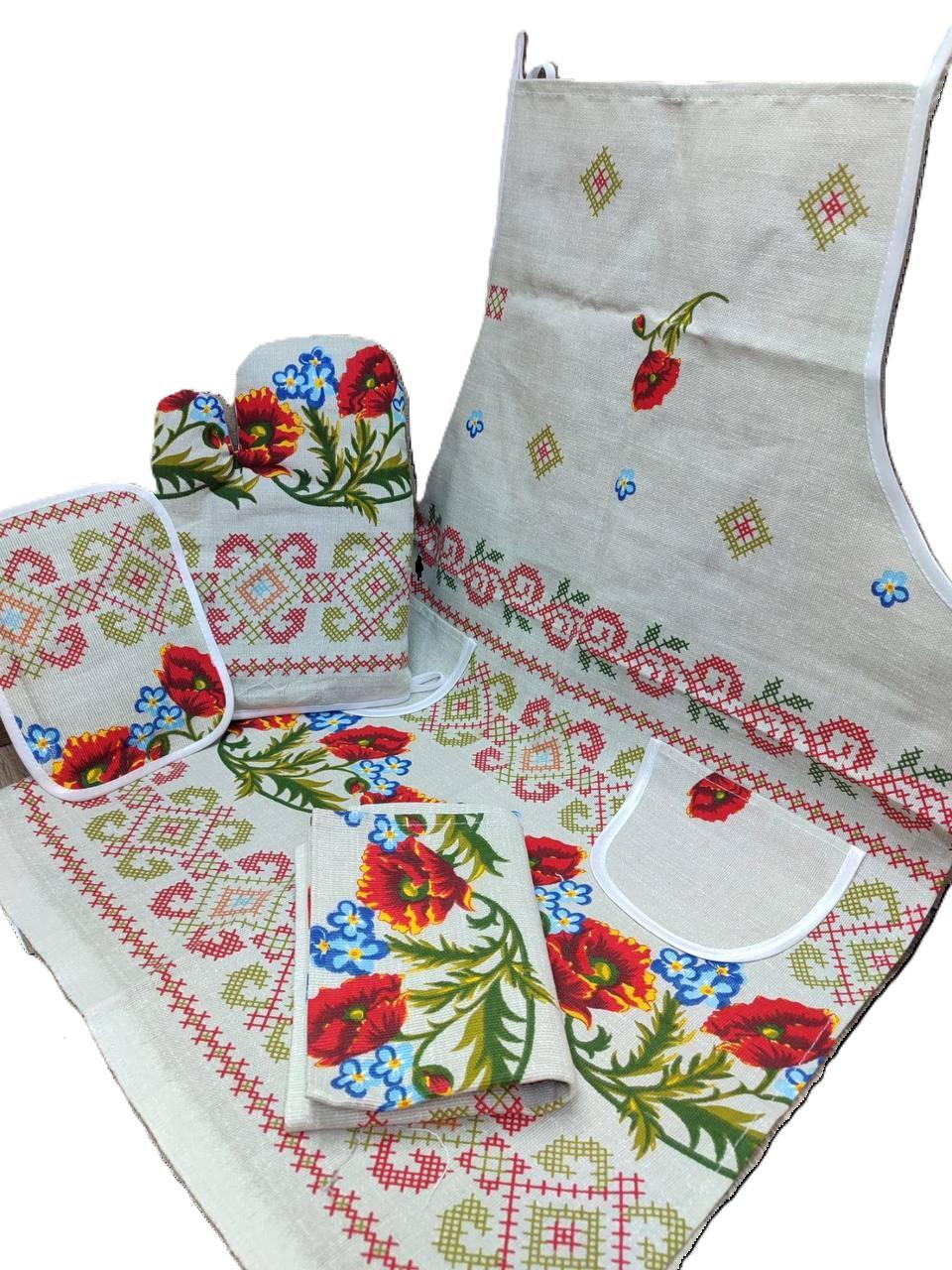 Набор для кухни фартук/перчатка/прихватка Молочный (Д-fartuh0012)