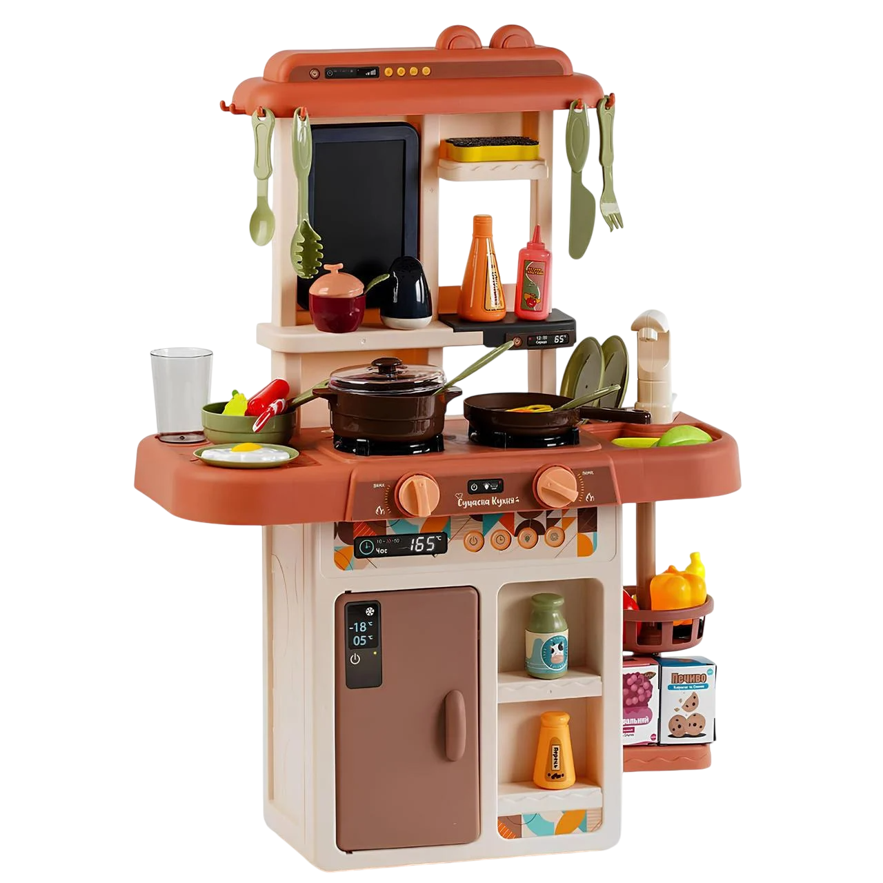 Детская игровая кухня большая TK Union Group 92015 со светом/паром и водой высота 63 см Коричневый (2472511900)