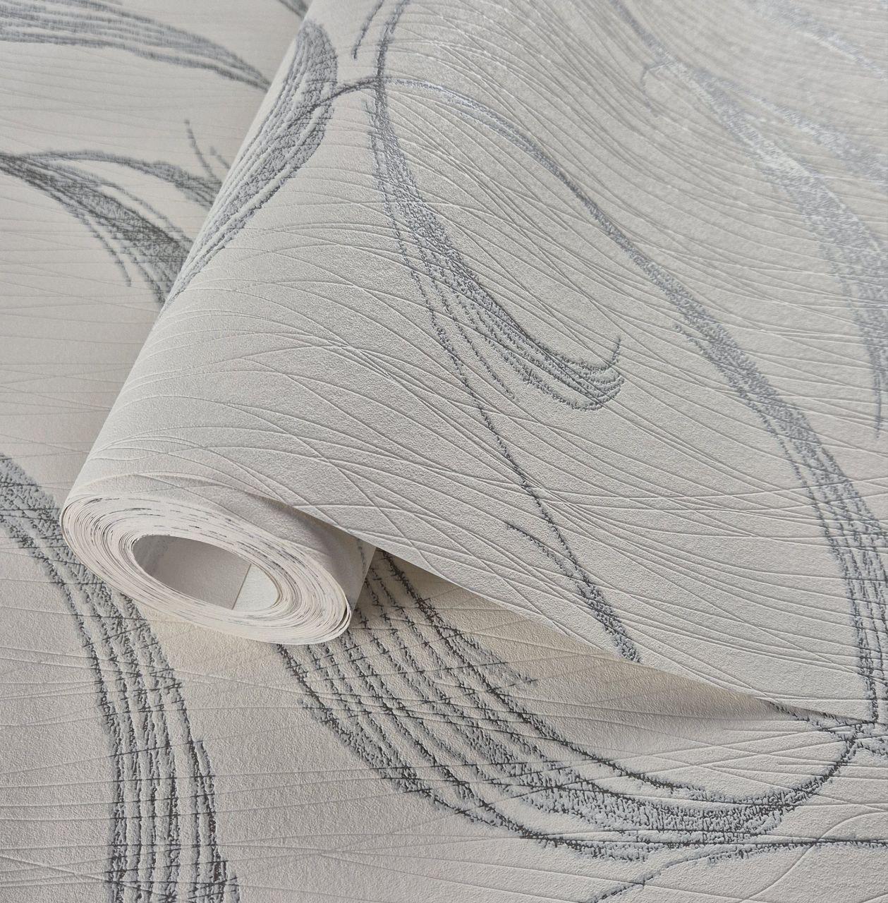 Обои виниловые Marburg 53436 0,53х10,05 м Молочный с серым (29784823) - фото 1