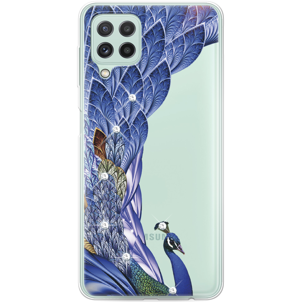 Чехол BoxFace Samsung M325F Galaxy M32 Павлин со стразами Прозрачный силикон (42962-rs7-42748)