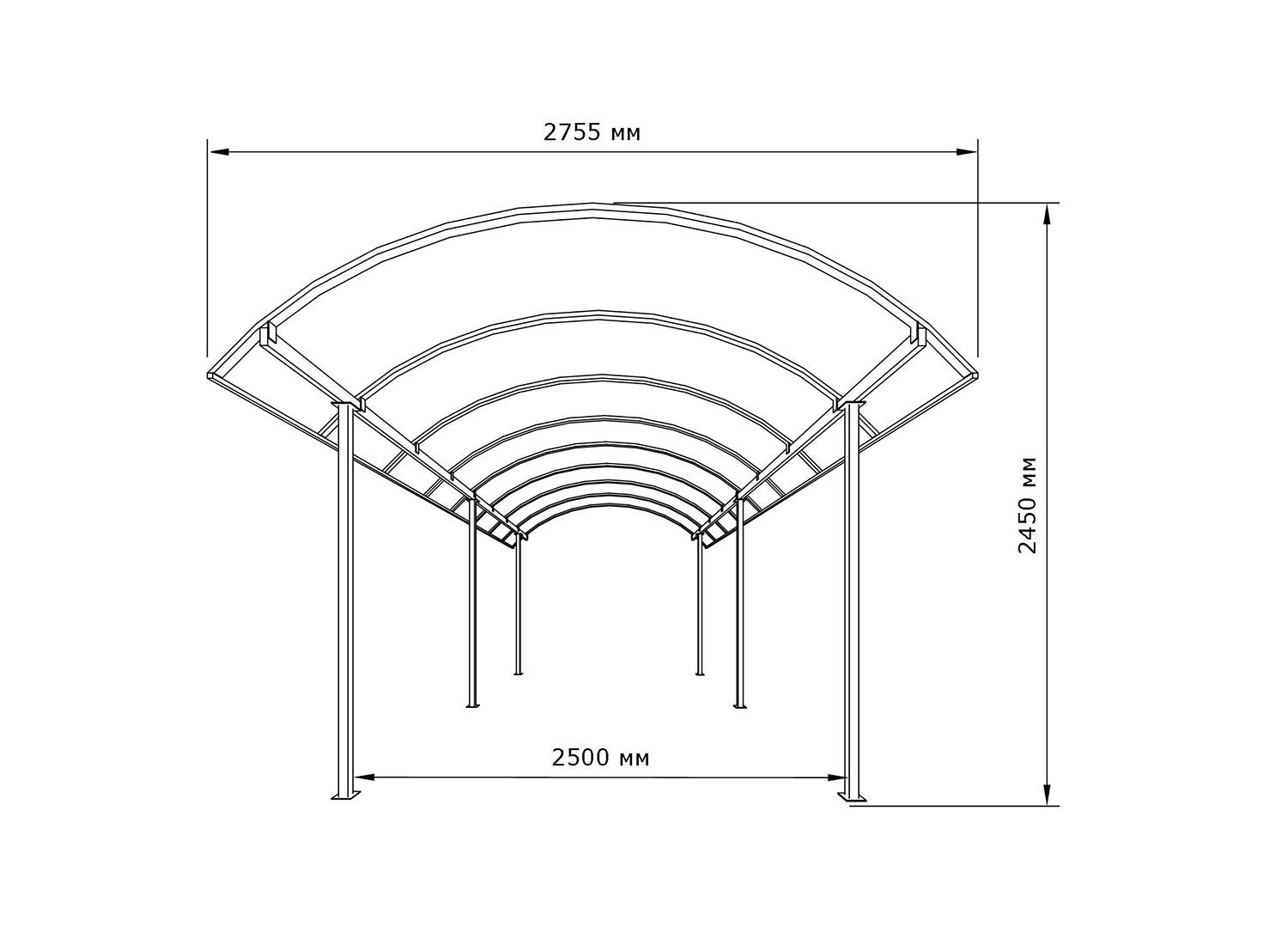 Навіс автомобільний Арковий Збери Сам 6000х4000 мм (1715354778) - фото 3