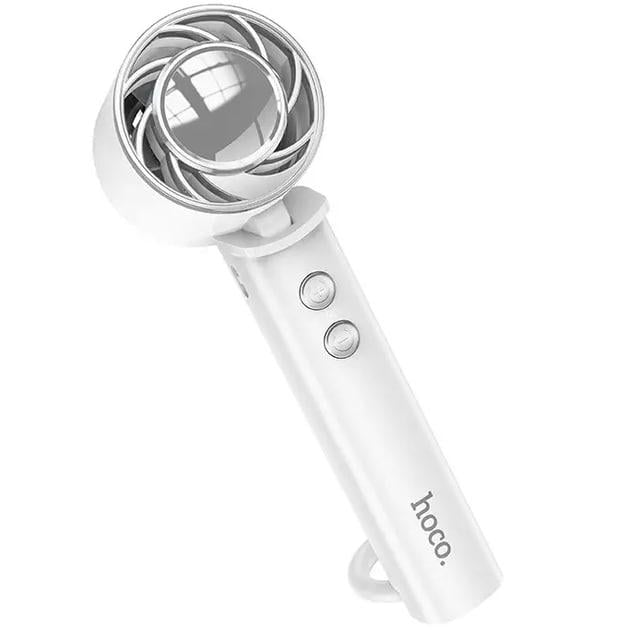 Вентилятор портативный настольный ручной Hoco HX61 1200 mAh со встроенным аккумулятором с карабином 3 режима 1,3-4,5 ч работы White (000497)