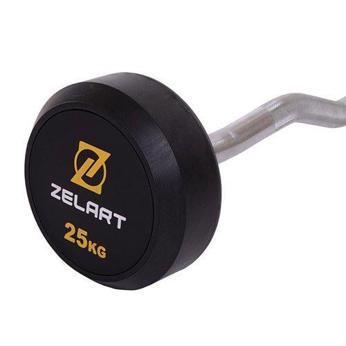 Штанга фиксированная изогнутая Rubber Coated Barbell Zelart TA-2687 25 кг Черный (58363067) - фото 3