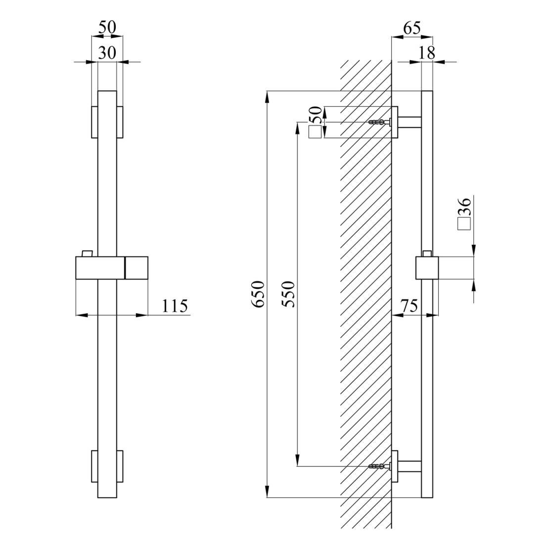 Штанга для душа Kroner KRP Edelstahl Kubus – ESG230 (CV034875) - фото 7