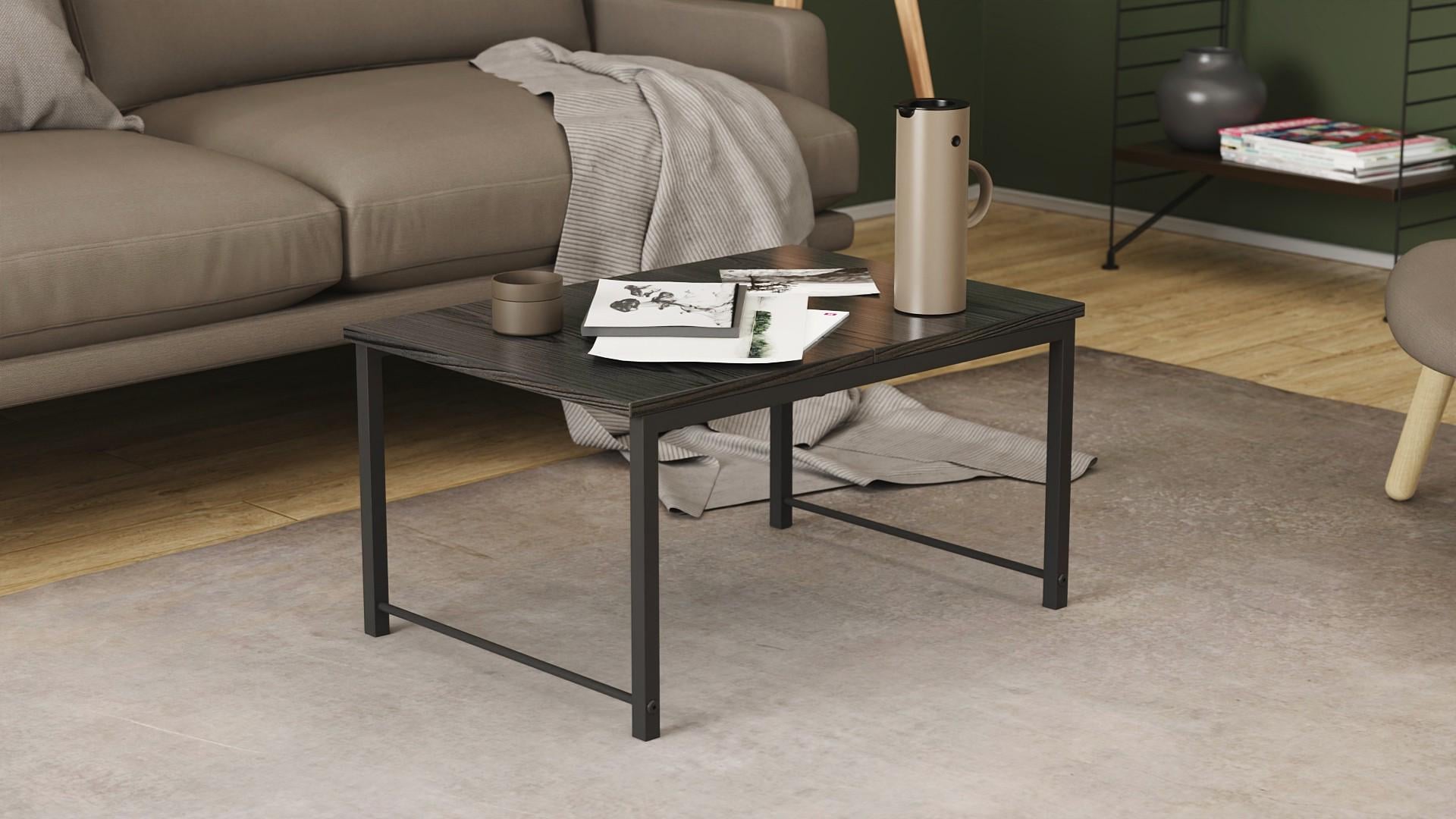 Стол журнальный приставной Ferrum-décor Терри Комбо металл/ДСП 16 мм 650x345x662x440 мм Черный/Сосная Кембра (FRD-105138)