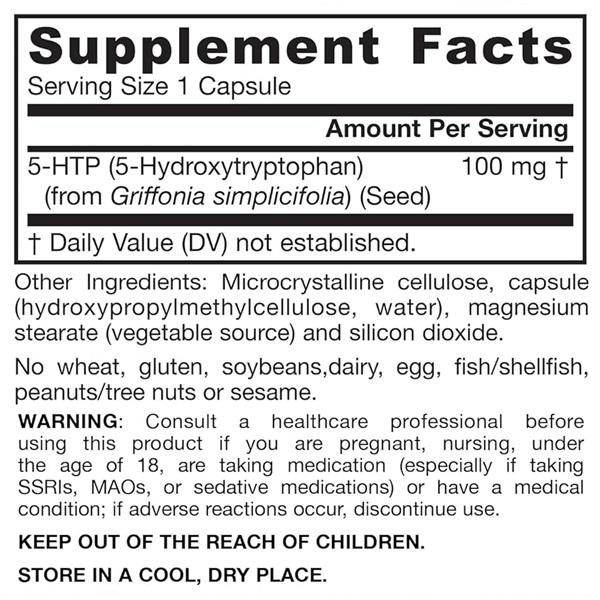 Триптофан Jarrow Formulas 5-HTP 100 мг 60 Veg Caps - фото 2 Триптофан Jarrow Formulas 5-HTP 100 мг 60 Veg Caps - фото 2