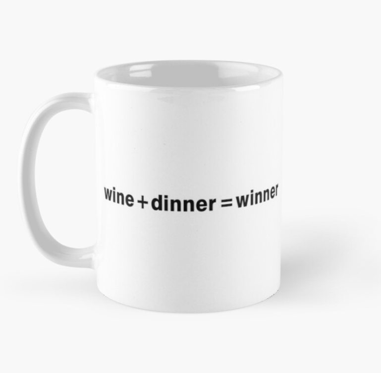 Чашка керамическая с принтом "Wine dinner winner" 330 мл Белый (ПН48Ч)
