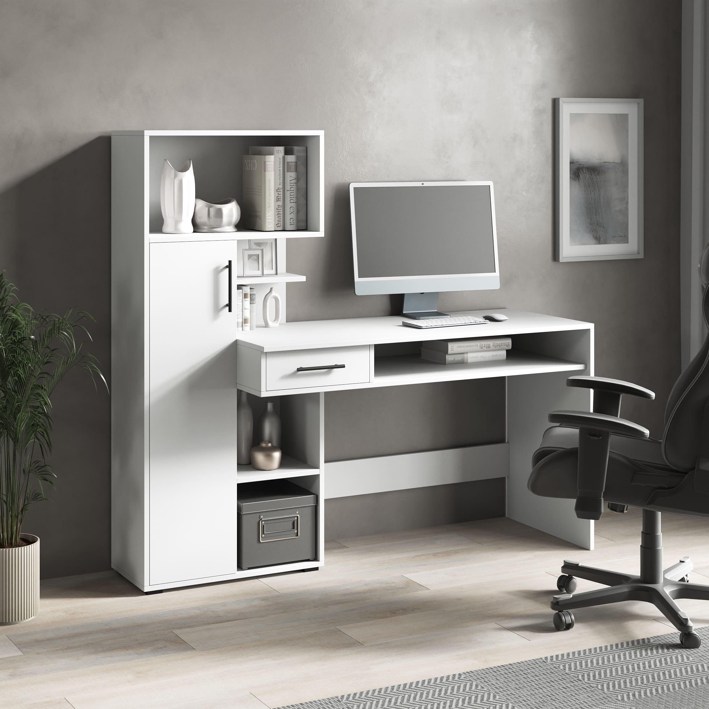 Письменный стол для компьютера с пеналом и выдвижным ящиком Белый (380131)