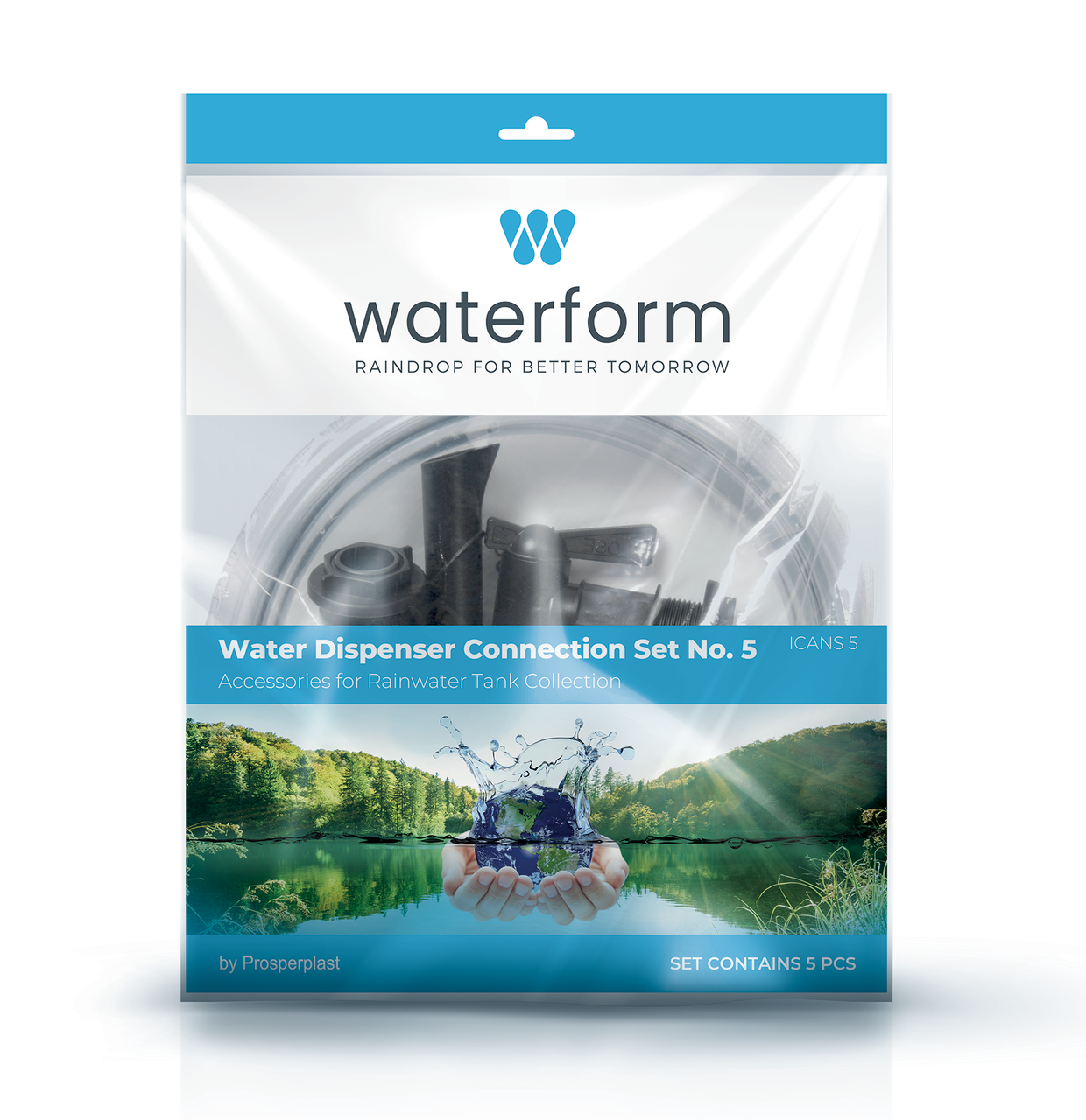 Комплект подключения для емкости с дождевой водой для слива воды Prosperplast Icanset 5 Черный (CNT00012444)