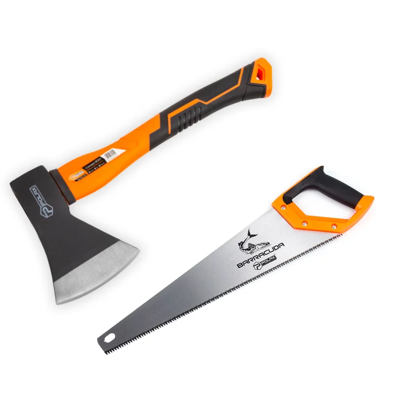 Набір Polax сокира 600 г і ножівка Barracuda 450 мм (335-19)