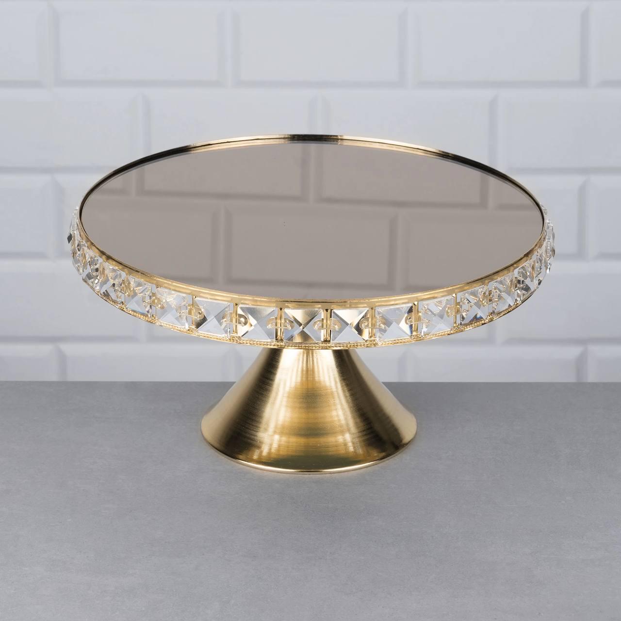 Тортівниця на ніжці металева з дзеркальною основою 30 см Золотистий (S107A) Тортівниця на ніжці металева з дзеркальною основою 30 см Золотистий (S107A)