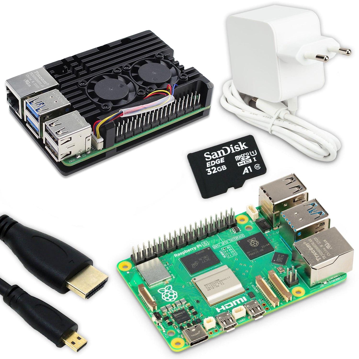 Мікрокомп'ютер Raspberry Pi 5 Starter Kit 8GB алюмінієвий корпус подвійний кулер