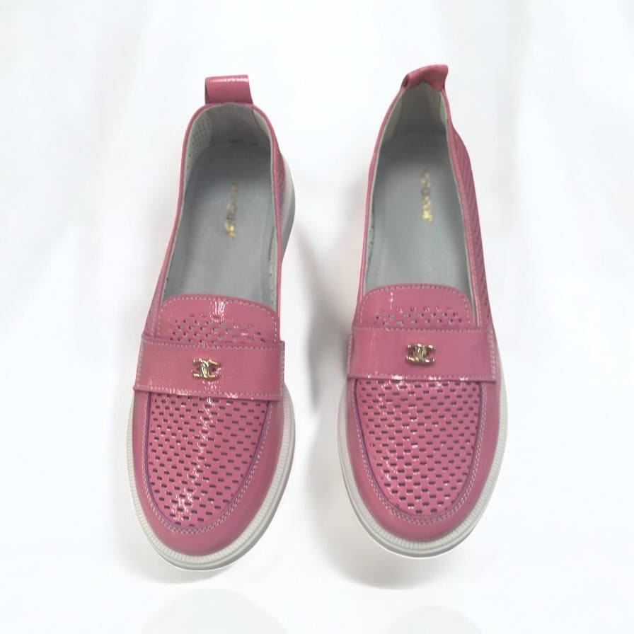 Лоферы подростковые/детские кожаные летние с перфорацией р. 32 Фуксия (26812899)