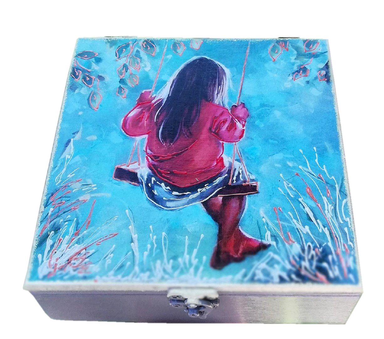 Шкатулка для украшений Okl Ручная роспись 15х15х5 см Разноцветный (1578506)