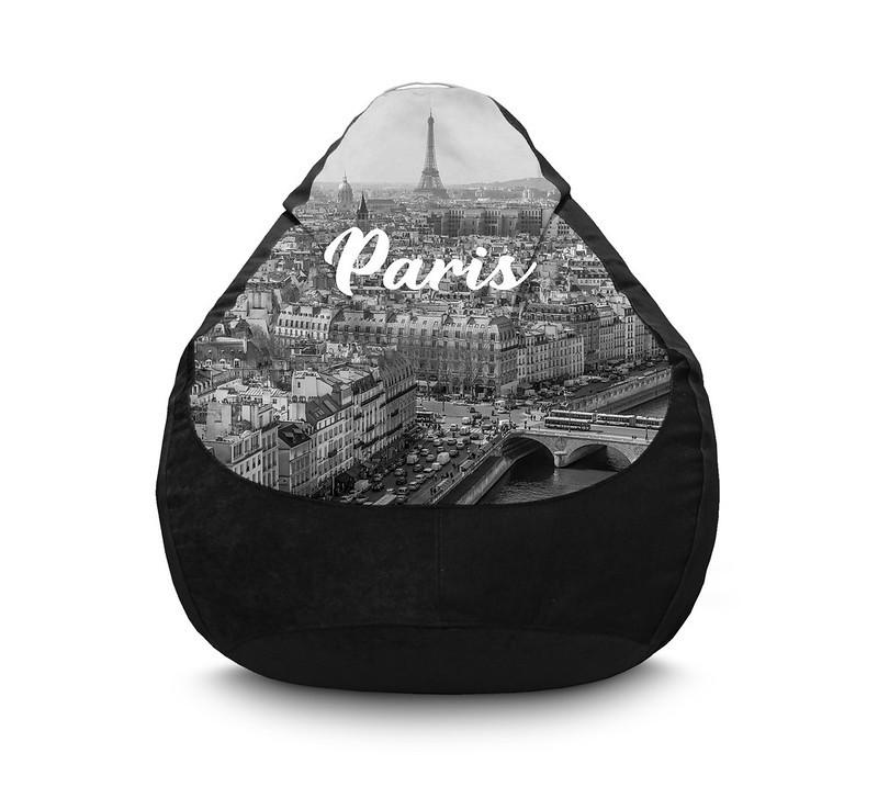 Крісло мішок iPuff Paris City Флок XXL 90х125 см Чорний Крісло мішок iPuff Paris City Флок XXL 90х125 см Чорний