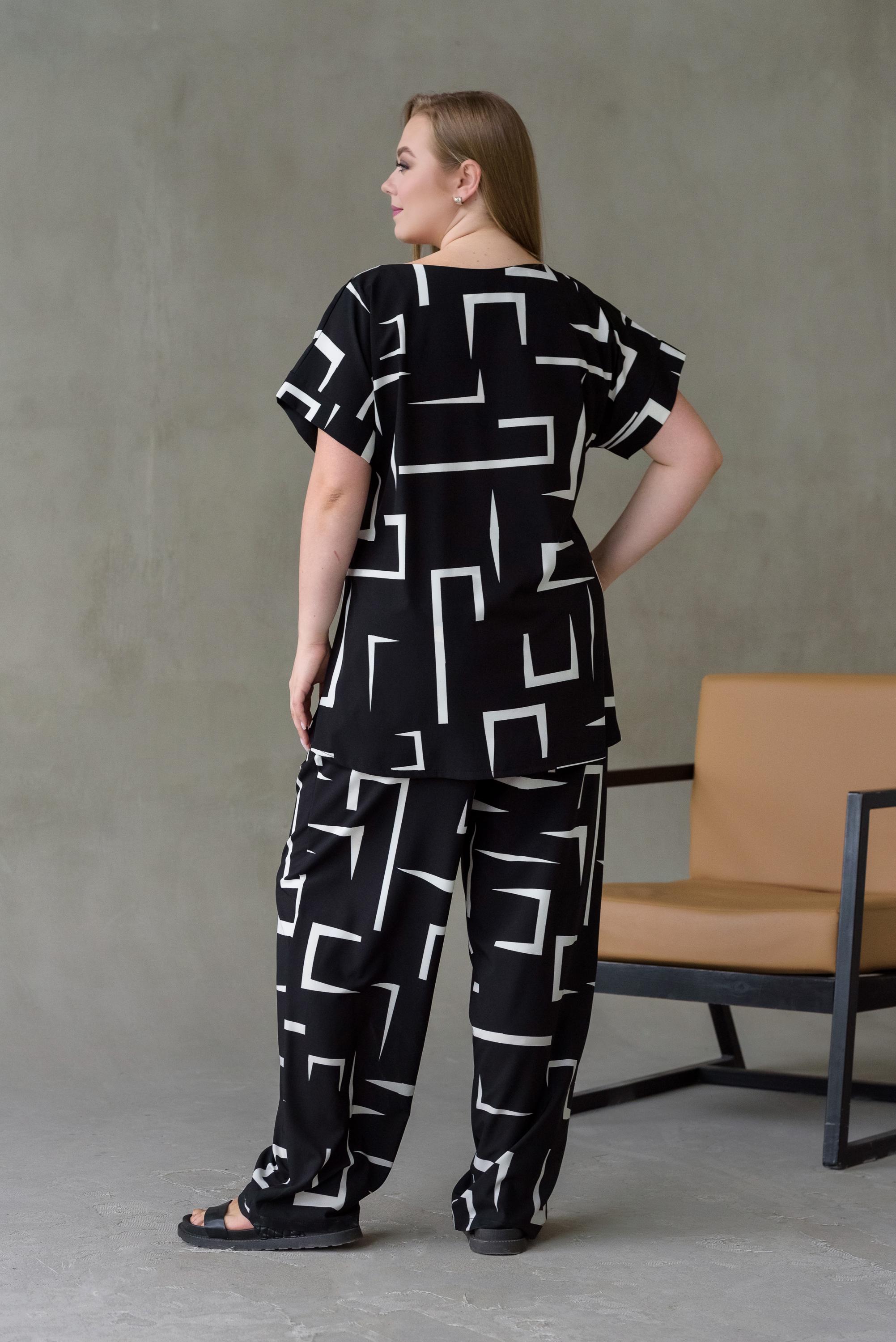 Костюм женский штапельный Альмина р. 56 Черный (26866371) - фото 4