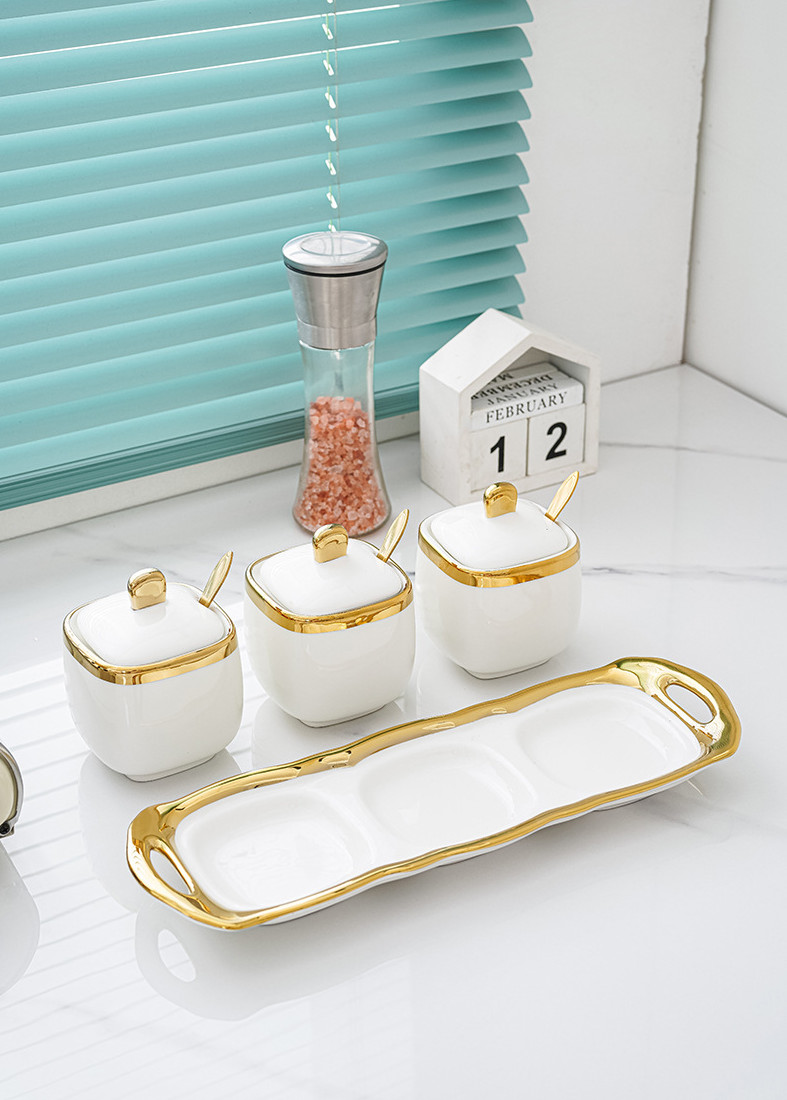 Набір банок на підставці для зберігання 6861 7 пр. Білий (4361020)