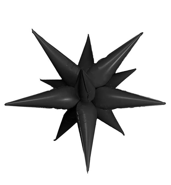 Повітряна куля 3D зірка збірна 65 см Чорний (356465) Повітряна куля 3D зірка збірна 65 см Чорний (356465)