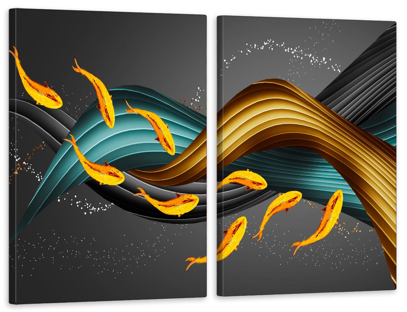 Картина модульная в гостиную/спальню Золотые рыбки 50х70 см (TLV-2_108)