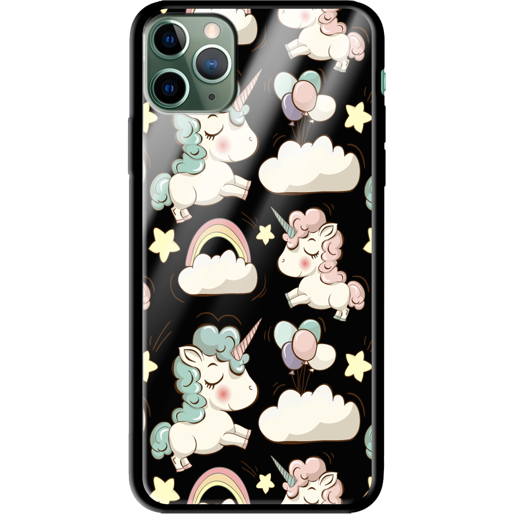 Чехол Boxface iPhone 11 Pro Max Unicorns Черный силикон со стеклом (38194-cc2-38347)