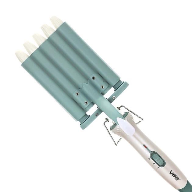 Плойка-щипці для волосся п'ять хвиль 18 мм VGR V-597 з регулюванням температури Бежевий (25561102)