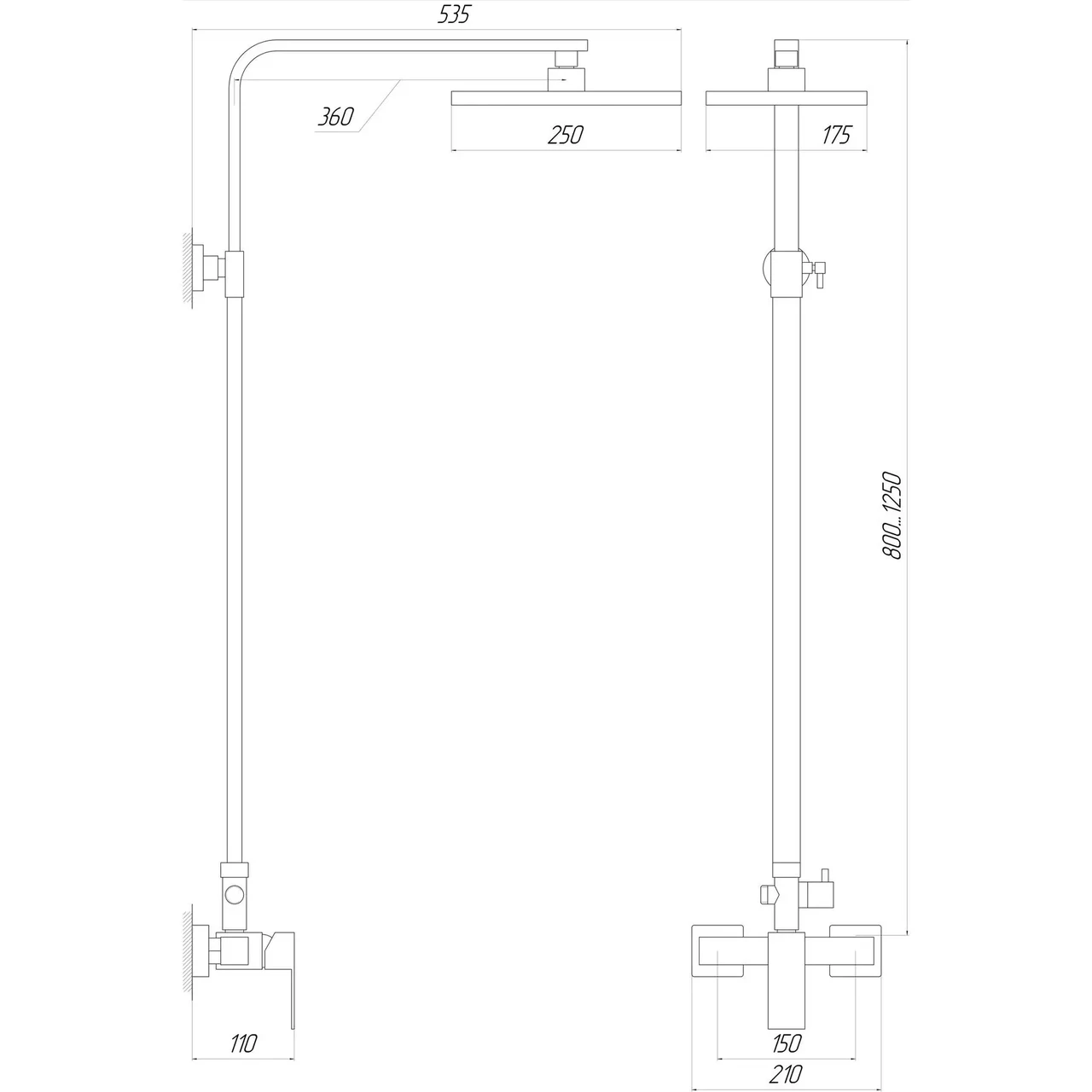 Душова система Globus Lux SICILIA SBQ-SH-125-BB (1745620668) - фото 5