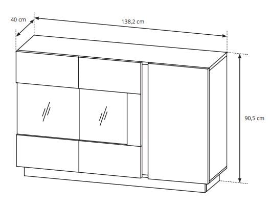 Комод з вітриною Perfect Home Arco 3D2W/138 3-дверний Білий глянець/Дуб грандсон (PFH-091034) - фото 5 Комод з вітриною Perfect Home Arco 3D2W/138 3-дверний Білий глянець/Дуб грандсон (PFH-091034) - фото 5