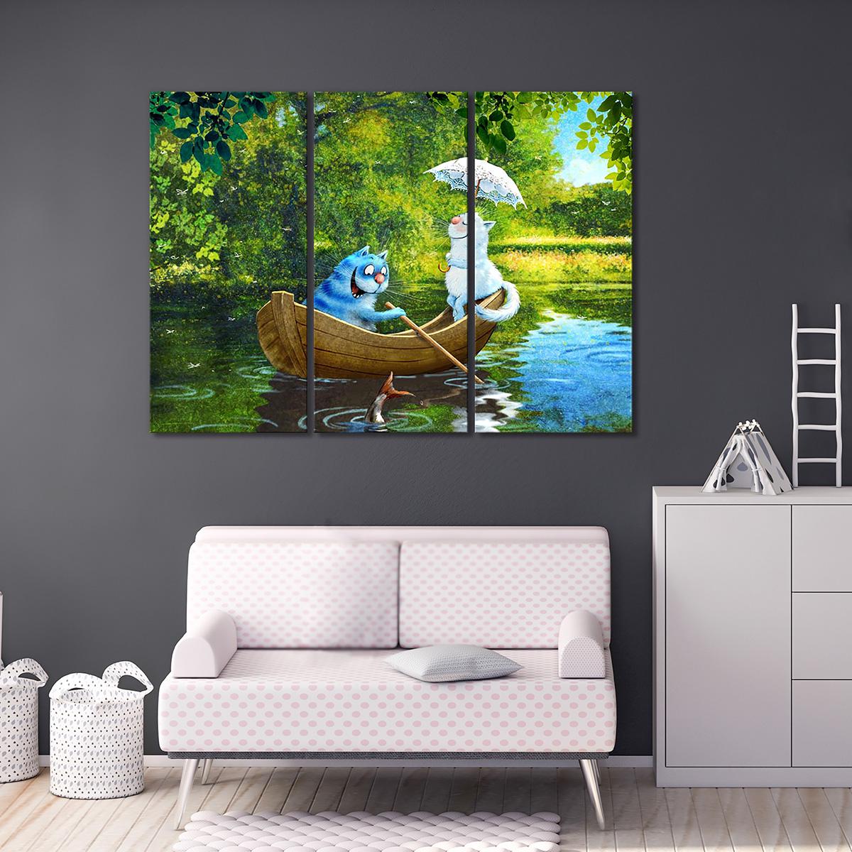 Модульная картина Сколько кота не корми 3 модуля 80x120 см